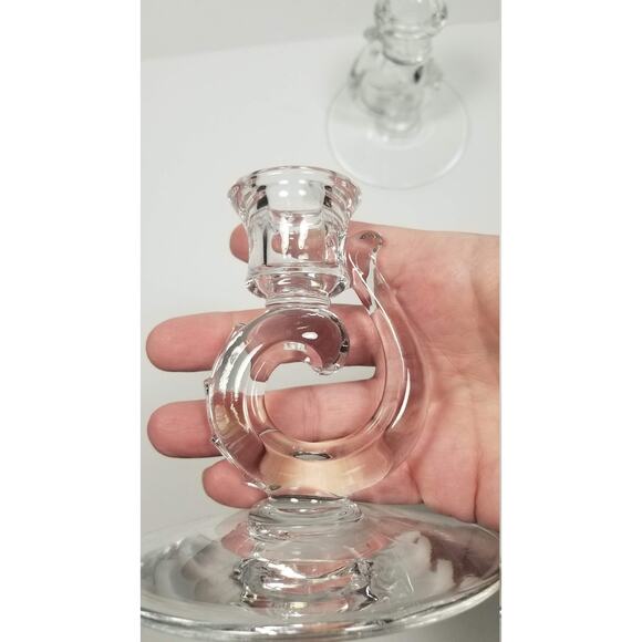 2 Vintage Fostoria Century Candle Holders Clear Glass Single Light Candlesticks - Picture 3 of 5